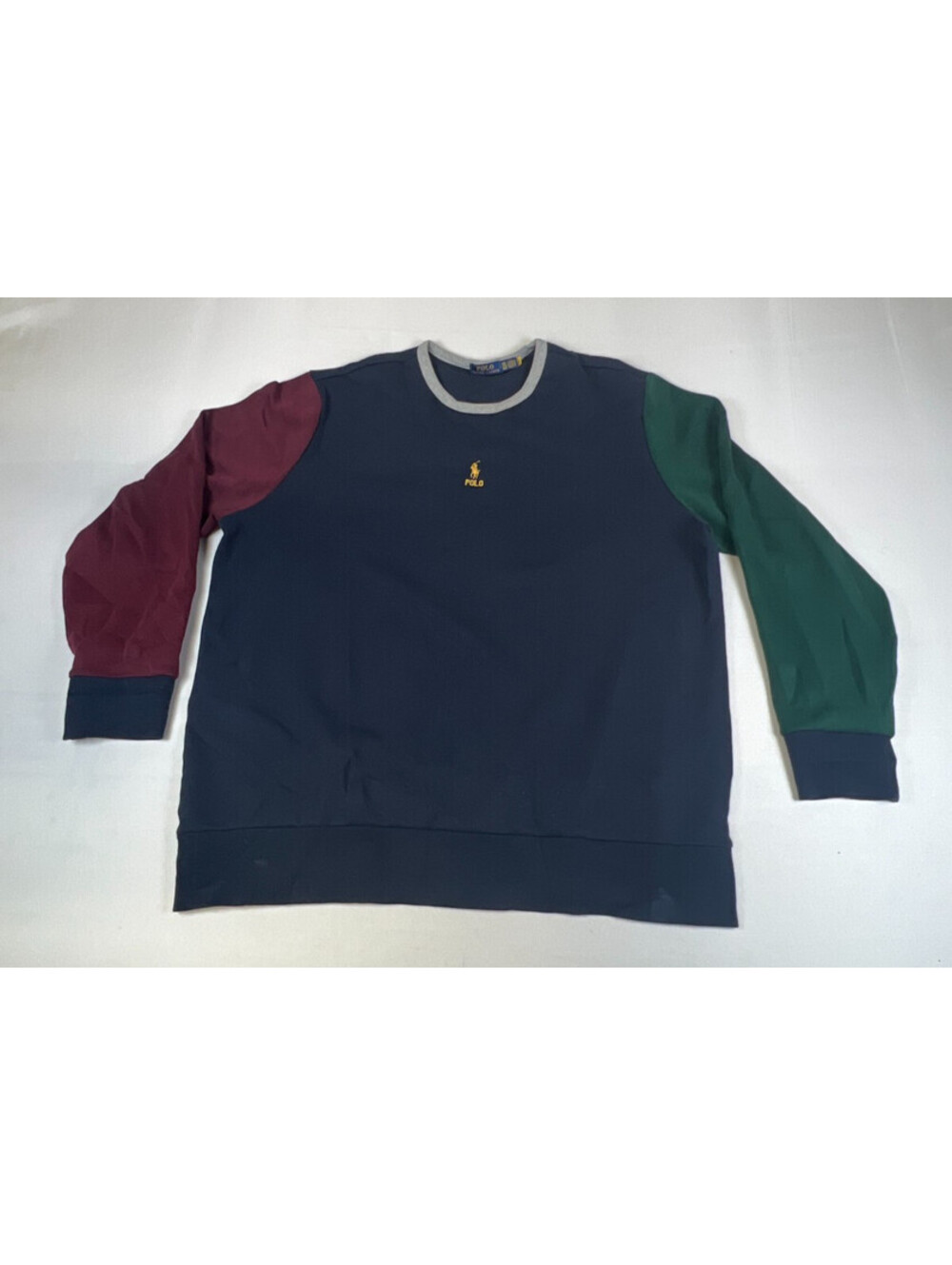 Polo Ralph Lauren Men XXL Navy Multicolour Colorblock Long Sleeve Sweatshirt